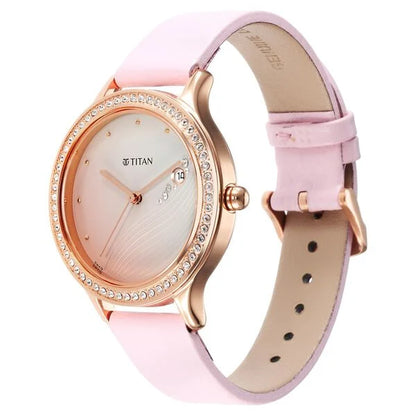 Purple Glam It Up Pink Dial Analog with Date Strap Watch for Women