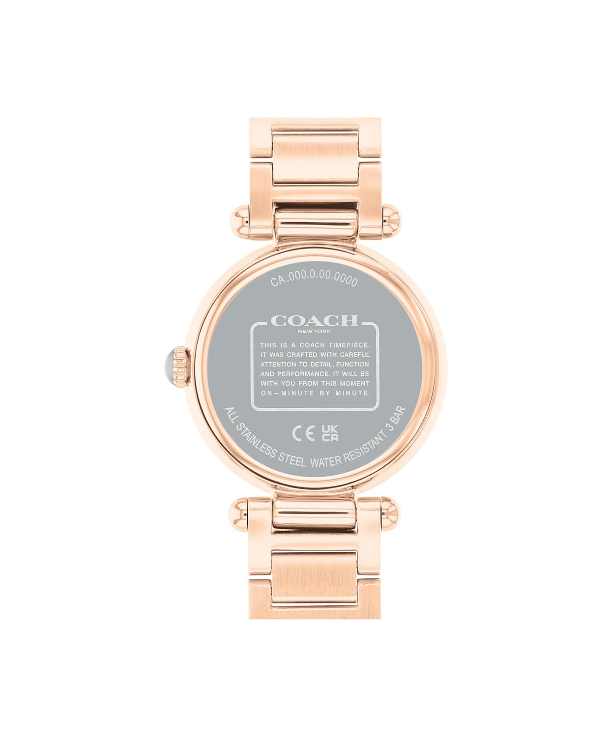 Coach Cary Qtz Basic Light Grey Mother of Pearl Round Dial Women's Watch|Ionic Plated Carnation Gold Steel Material|Gold Color Band - 14504184
