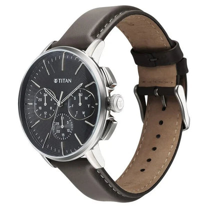 Multifunction Anthracite & Leather Men' 90200SL02