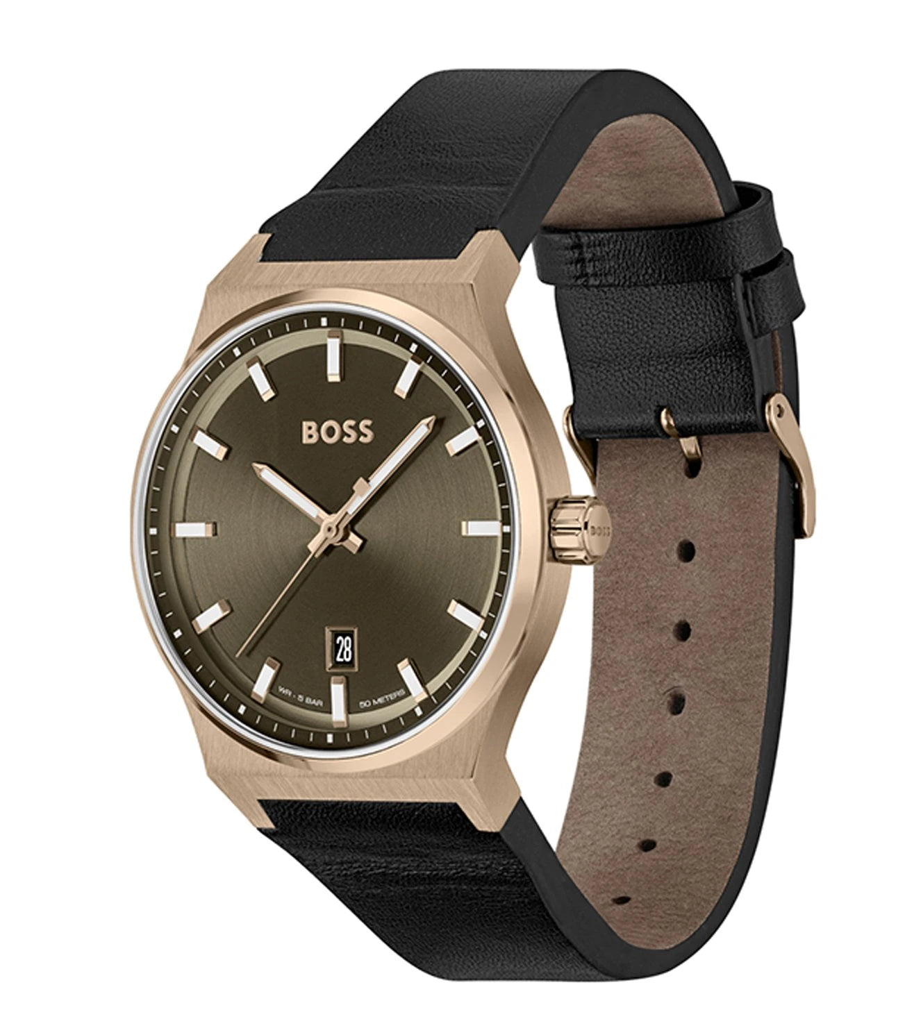 Hugo Boss Analog Green & Leather Men's Watch 1514080