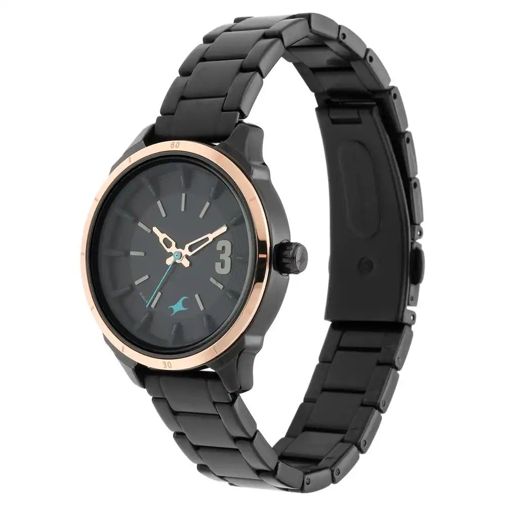 Fastrack Analog Black & Stainless Steel Women's Watch 6187KM01