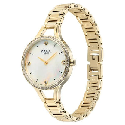 Raga Showstopper Quartz Analog Mother Of Pearl Dial Metal Strap Watch for Women 95275YM01