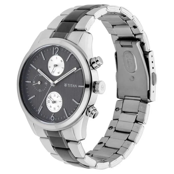 Men's Metropolitan Charm: Men's Multifunctional Anthra Watch with Metallic Accents