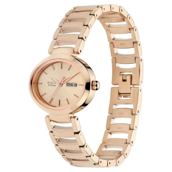 Raga Viva Rose Gold Dial Women Watch With Metal Strap NS2620WM01