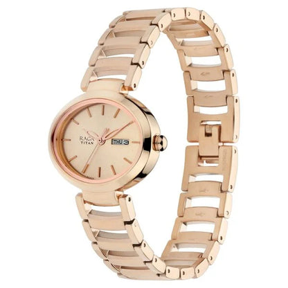 Raga Viva Rose Gold Dial Women Watch With Metal Strap NS2620WM01