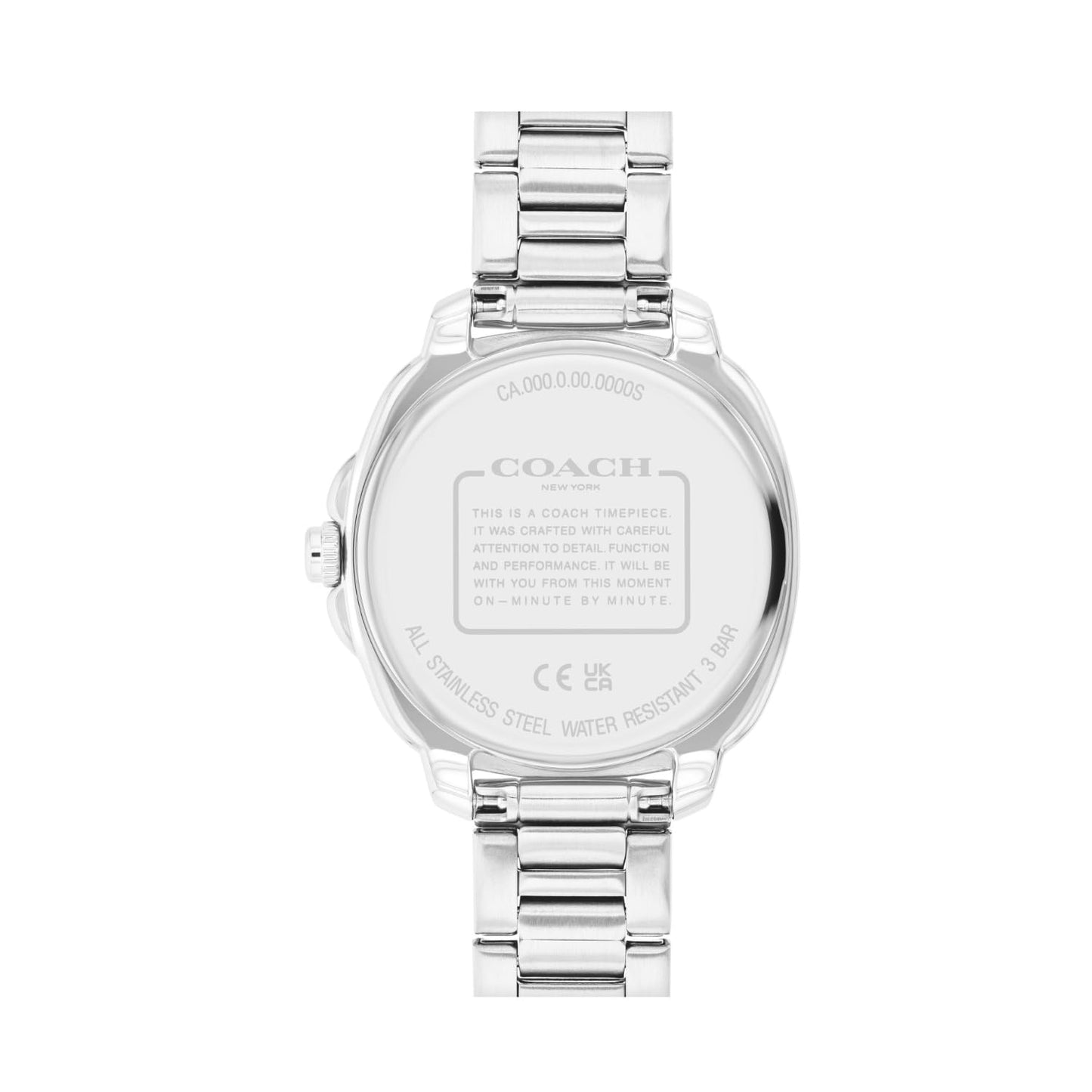 Coach Kitt Qtz Multifunction Blush Tonneau Dial Women's Watch|Stainless Steel Material|Silver Color Band