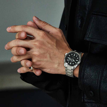 Seiko Analog Black & Stainless Steel Men's Watch SRPE55K1