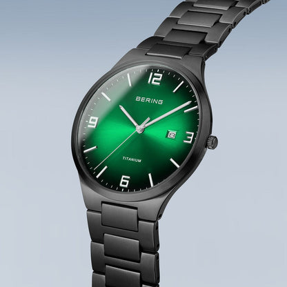 BERING Analog green & titanium Men's Watch 15240 728