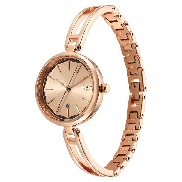 Raga Viva White Dial Analog with Date Metal Strap watch for Women