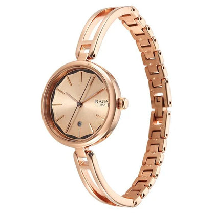 Raga Viva White Dial Analog with Date Metal Strap watch for Women