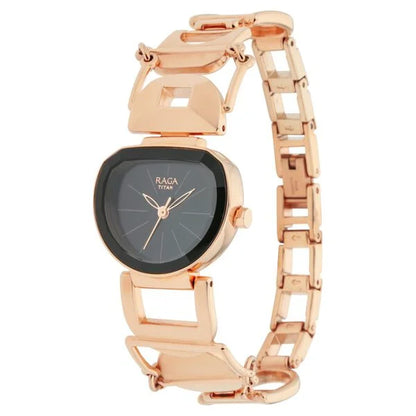 Raga Facets Black Dial Women Watch With Stainless Steel Strap