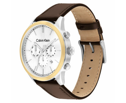 Infinite Male Silver Chronograph Leather Watch 25200381