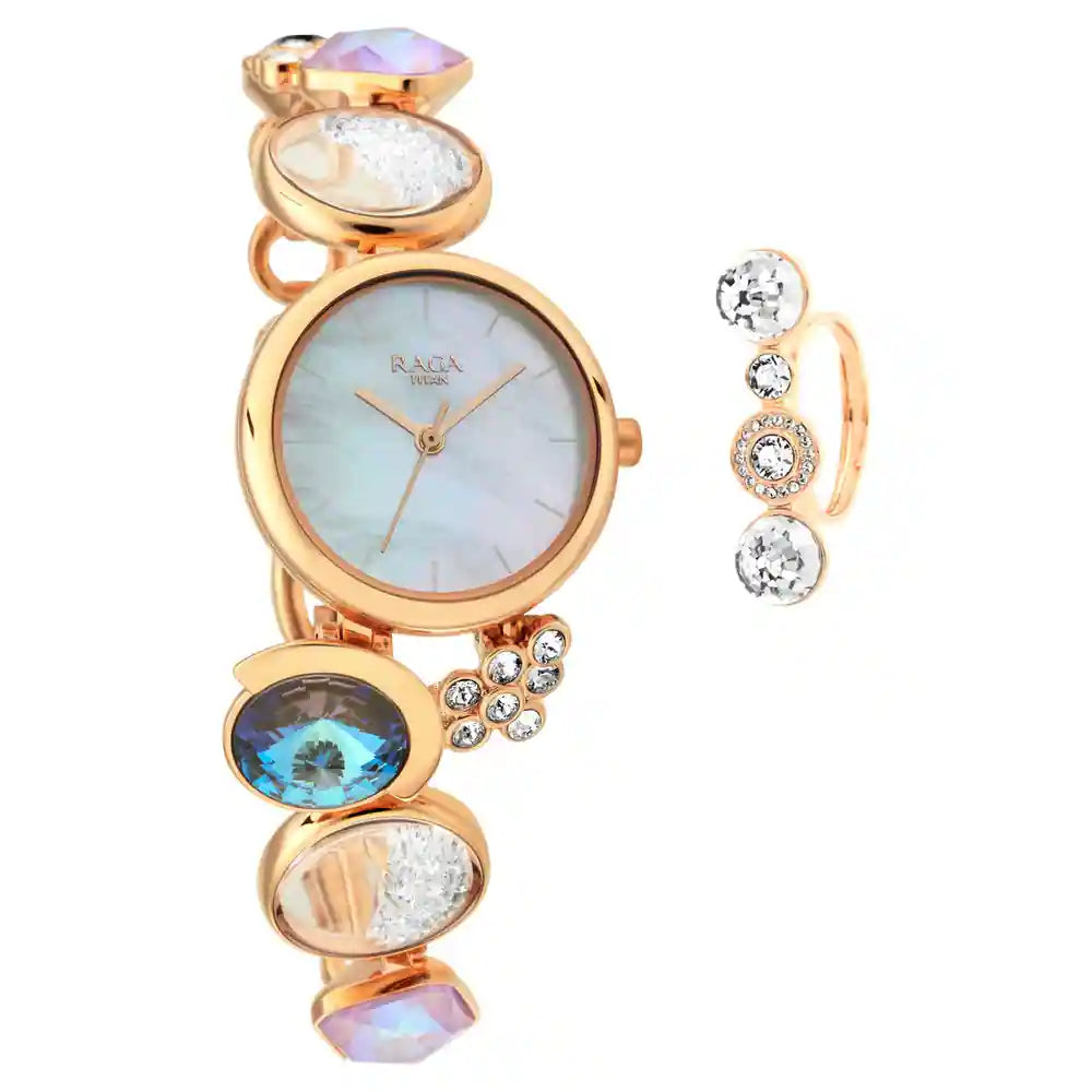 Analog Mother Of Pearl &  Women's Watch NR95128WM01F