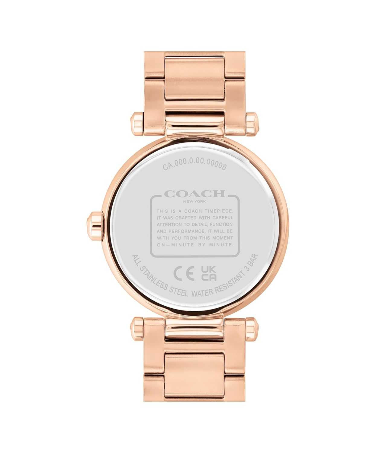 Coach Cary Qtz Basic Carnation Gold Round Dial Women's Watch|Ionic Plated Rose Gold Steel Material|Gold Color Band - 14504254