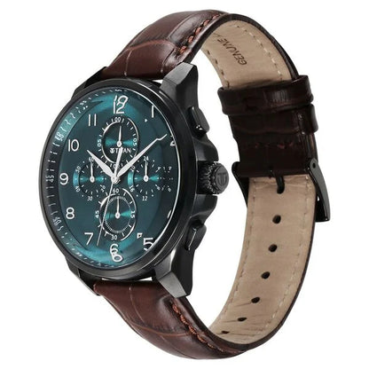 Multifunction Blue & Leather Men' NS90169NL01