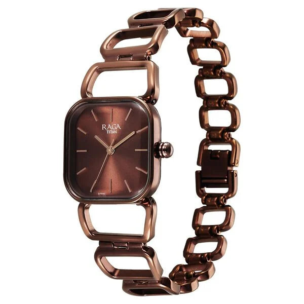 Raga Ascend Quartz Analog Brown Dial With Brown Color Metal Strap Watch For Women
