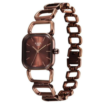 Raga Ascend Quartz Analog Brown Dial With Brown Color Metal Strap Watch For Women