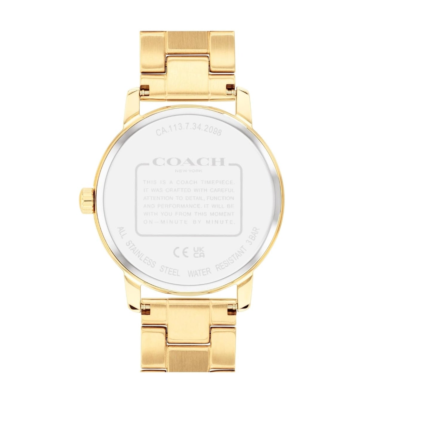 Coach Grand Qtz Basic Black Round Dial Women's Watch|Ionic Plated Thin Gold Steel Material|Gold Color Band - 14504174