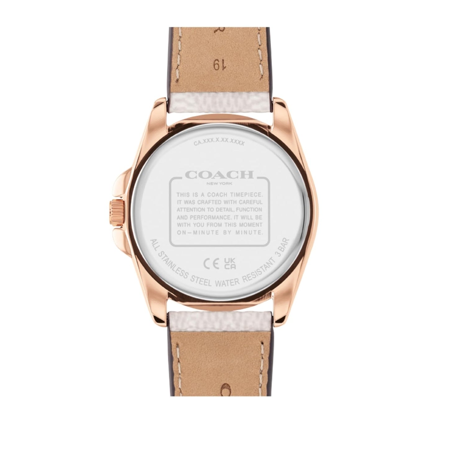 Coach Greyson Qtz Basic Rose Gold Round Dial Women's Watch|Grey PVC Material|Grey Color Band