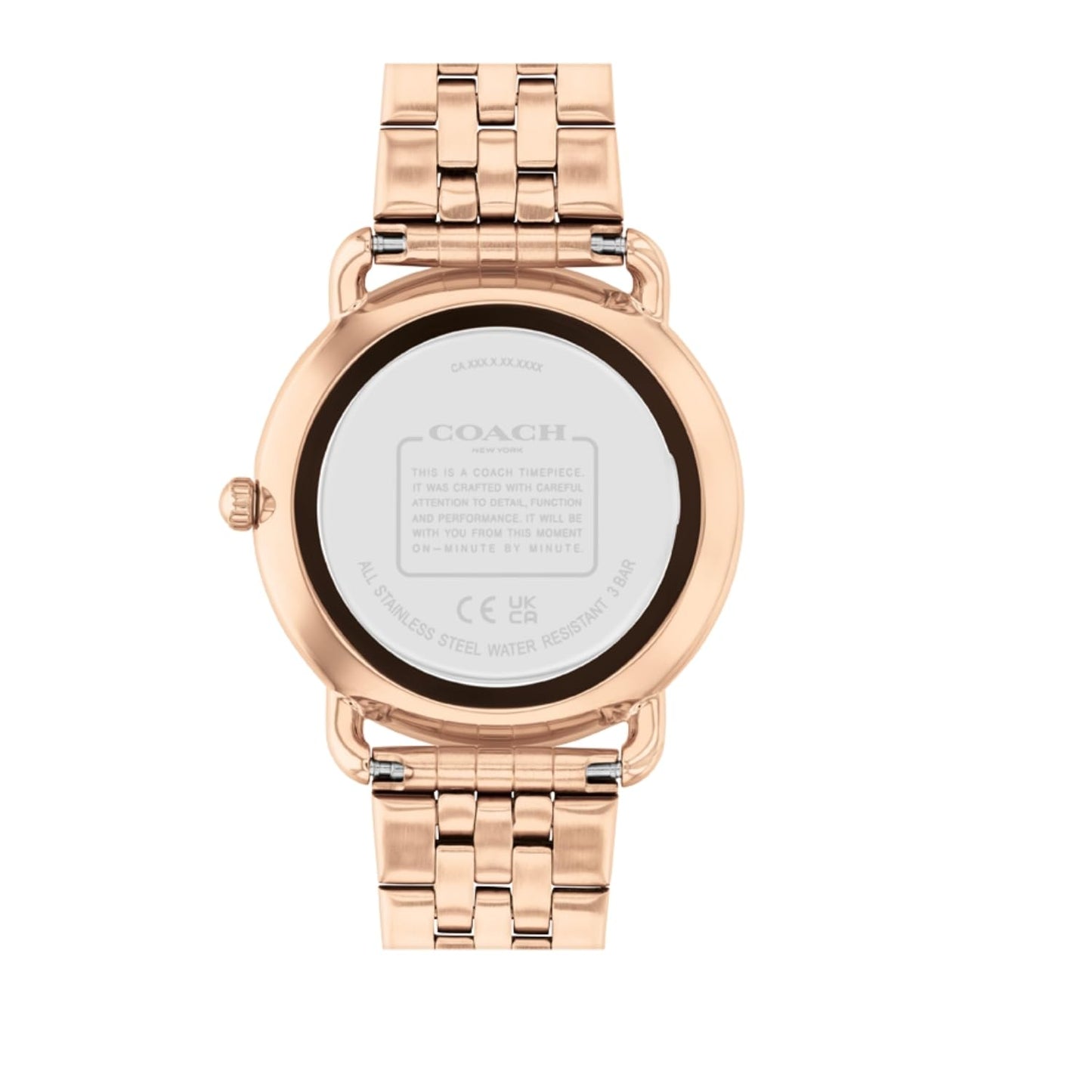 Coach Elliot Qtz Basic Silver White Round Dial Women's Watch|Ionic Plated Rose Gold Steel Material|Gold Color Band - 14504285