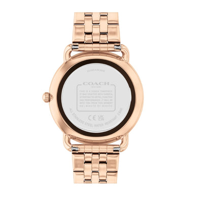 Coach Elliot Qtz Basic Silver White Round Dial Women's Watch|Ionic Plated Rose Gold Steel Material|Gold Color Band - 14504285