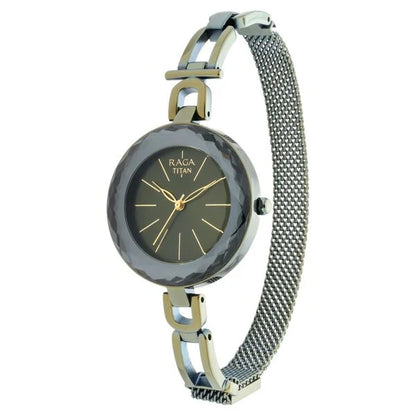 Raga Facets Gun Dial Women Watch With Stainless Steel Strap
