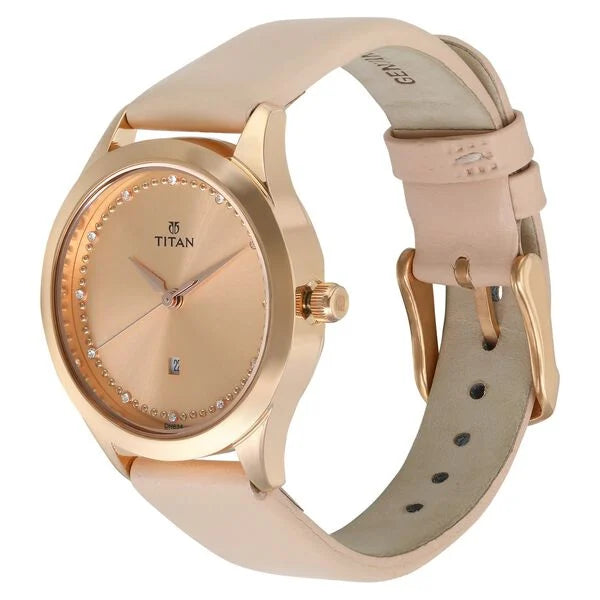 Analog Pink & Leather Women's Watch NS2570WL01