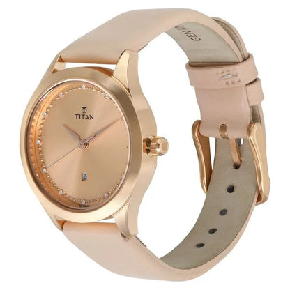 Analog Pink & Leather Women's Watch NS2570WL01