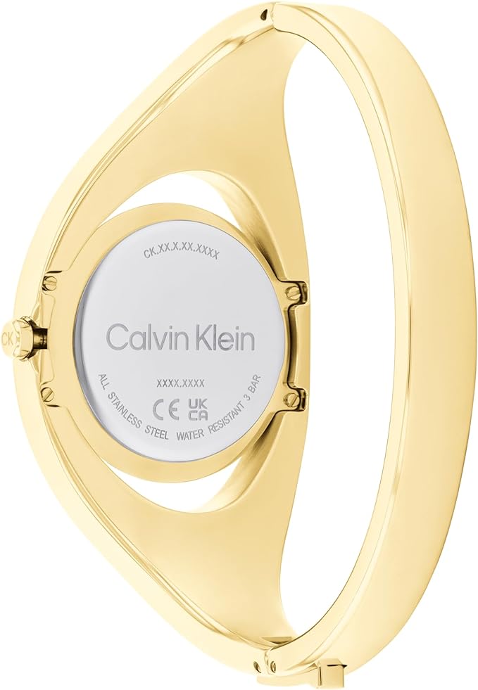 Calvin Klein Women's CK Elation Wristwatch, 2 Hand, Gold Plated, Minimalistic Bangle Style 25200391