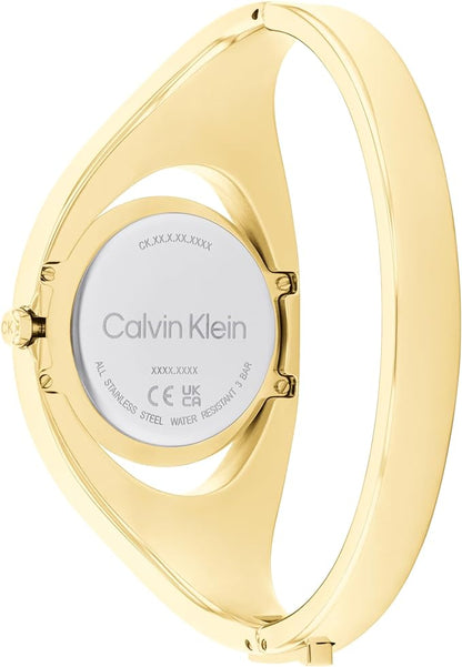 Calvin Klein Women's CK Elation Wristwatch, 2 Hand, Gold Plated, Minimalistic Bangle Style 25200391