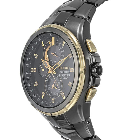 Seiko Analog Black & Stainless Steel Men's Watch SSC573P1