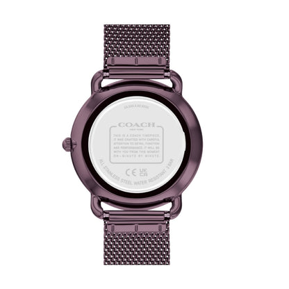 Coach Elliot Qtz Basic Purple Round Dial Women's Watch|Ionic Plated Purple Steel Material|Purple Color Band - 14504339