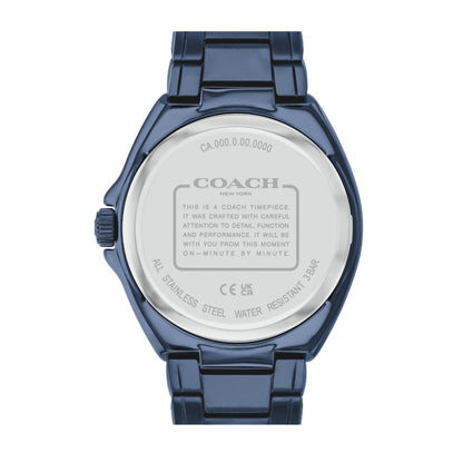 Coach Jackson Qtz Basic Calendar Blue Round Dial Men's Watch|Ionic Plated Blue Steel Material|Blue Color Band