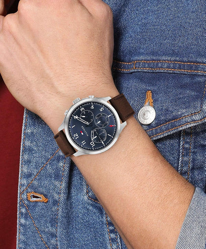 Multifunction Blue & Leather Men's Watch NDTH1791855