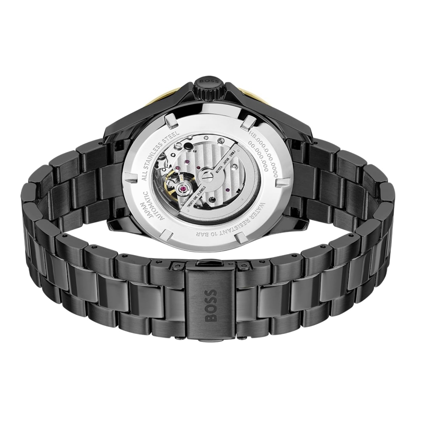 Boss Troper Automatic Mech-Automatic Black Round Dial Men's Watch|Ionic Plated Black Steel Material|Black Color Band 1514203