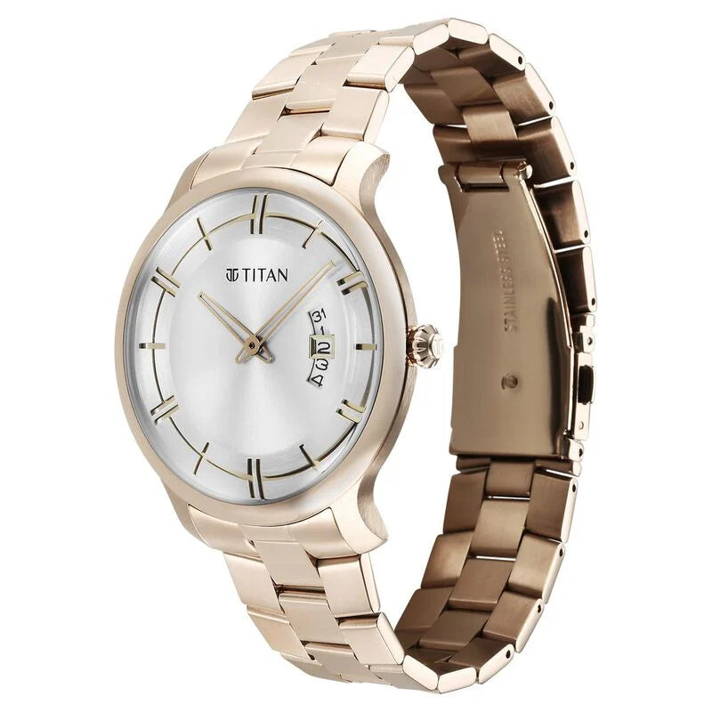 Classic Distincta Silver Dial Analog with Date Stainless Steel Strap watch for Men NS90170WM01