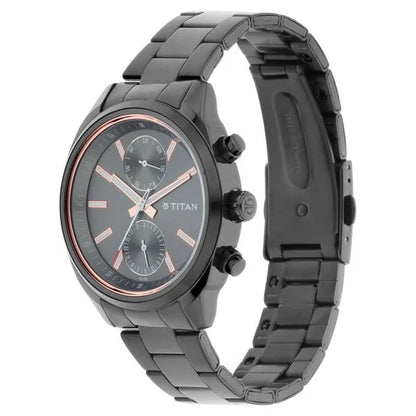 Men's Metropolitan Luxe: Multifunction Mono black Dial with Two-Tone Stainless Steel Bracelet Watch