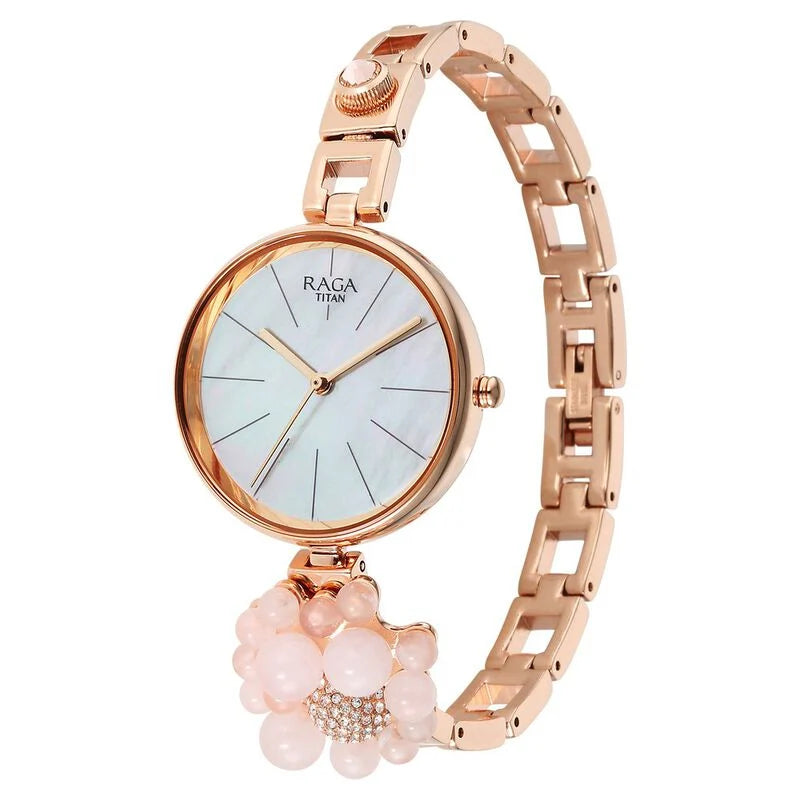 Analog Mother Of Pearl & Metal band Women's Watch 95201WM01