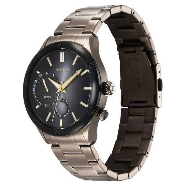Stellar Quartz Multifunction Brown Dial Stainless Steel Strap Watch for Men