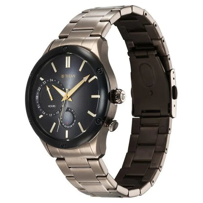 Stellar Quartz Multifunction Brown Dial Stainless Steel Strap Watch for Men