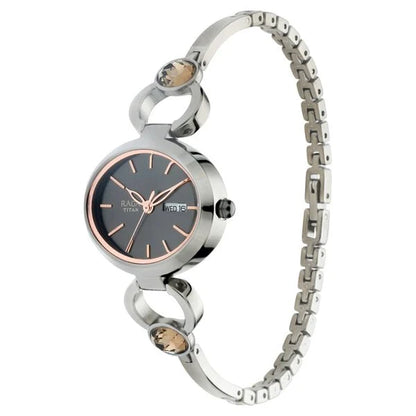 Raga Viva Grey Dial Analog with Day and Date Metal Strap Watch for Women