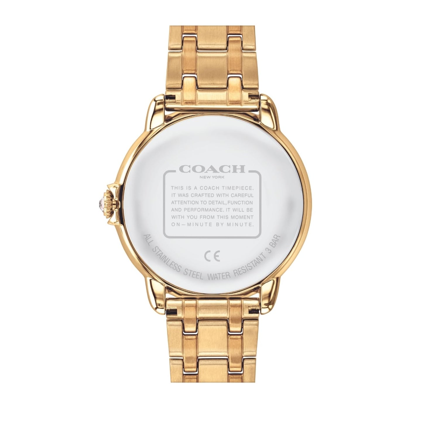 Coach Arden Qtz Basic Silver White Round Dial Women's Watch|Ionic Plated Thin Gold Steel Material|Gold Color Band - 14503810