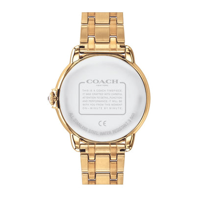 Coach Arden Qtz Basic Silver White Round Dial Women's Watch|Ionic Plated Thin Gold Steel Material|Gold Color Band - 14503810