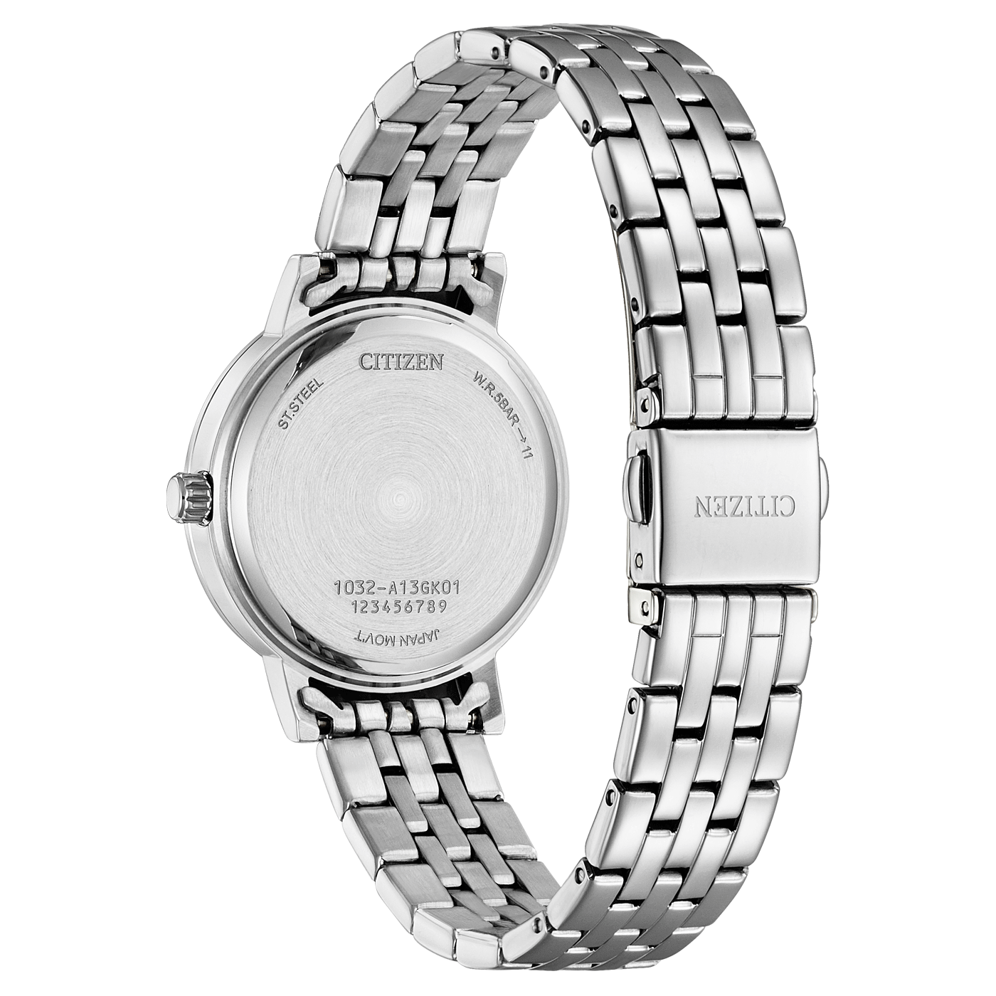 Citizen Quartz Crystal Green Dial Ladies Watch EL3100-55X Silver
