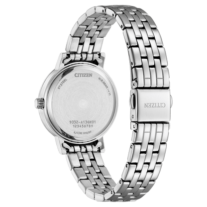 Citizen Quartz Crystal Green Dial Ladies Watch EL3100-55X Silver