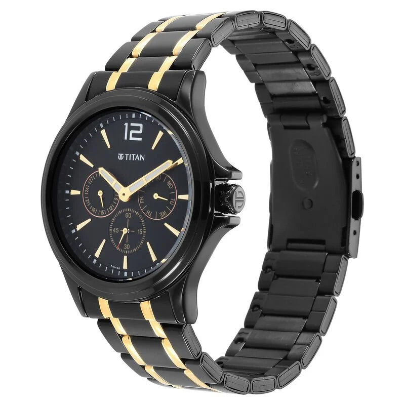 Multifunction Black & Stainless Steel Men's Watch NR1698KM02