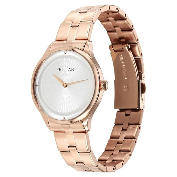 Workwear Quartz Analog White Dial Stainless Steel Strap Watch for Women NS95185WM02