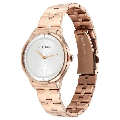 Workwear Quartz Analog White Dial Stainless Steel Strap Watch for Women NS95185WM02