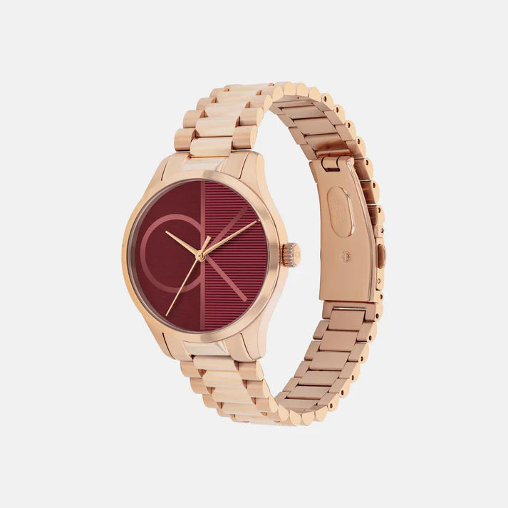 CALVIN KLEIN Analog Burgundy & Stainless Steel Unisex Watch 25200347