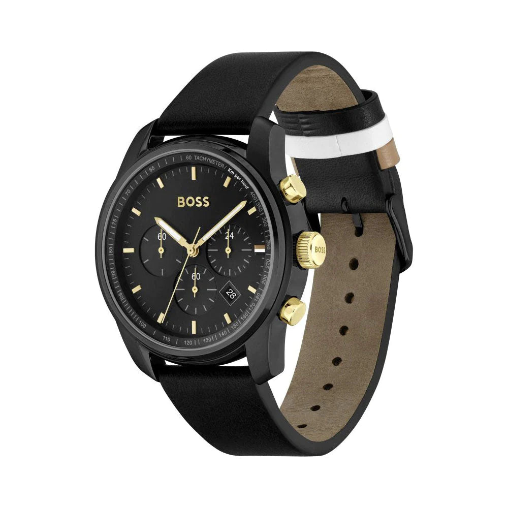 Hugo Boss Analog Black & Leather Men's Watch 1514003